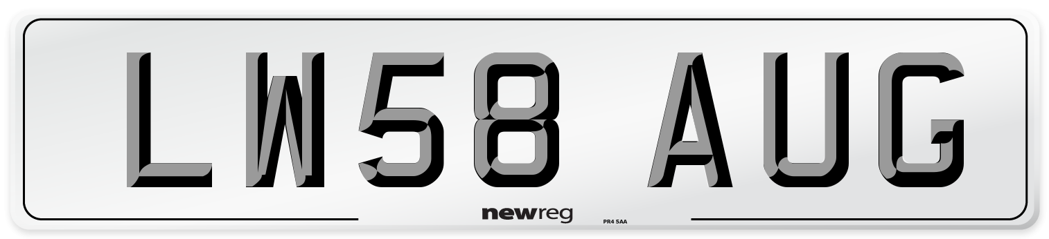 LW58 AUG Number Plate from New Reg
